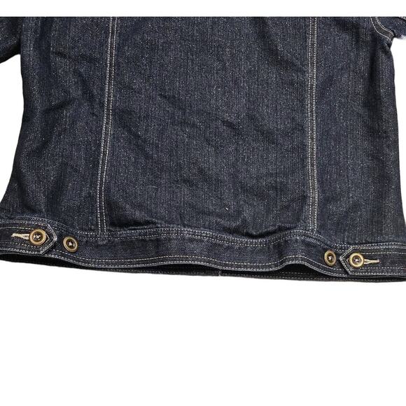 Dark Wash Denim Jacket Sz 8 Studded Collar & Cuffs All Over Gold Sparkle Cottage - Picture 5 of 12